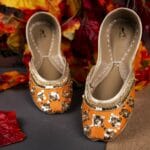 Orange embroidered khusa - 2132