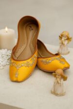 Yellow Hand Embellished Khussa-2255