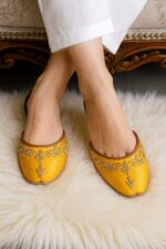 Yellow Hand Embellished Khussa-2255