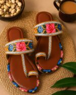 Yellow Hand Painted Kolapuri For Her-4013
