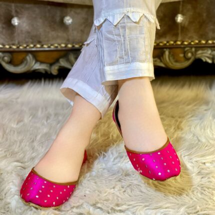Pink Khussa With Golden Circles-2363
