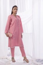 Pink 2 PCs Embroidered Dress