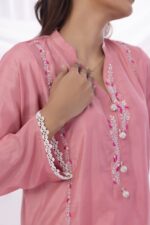 Pink 2 PCs Embroidered Dress