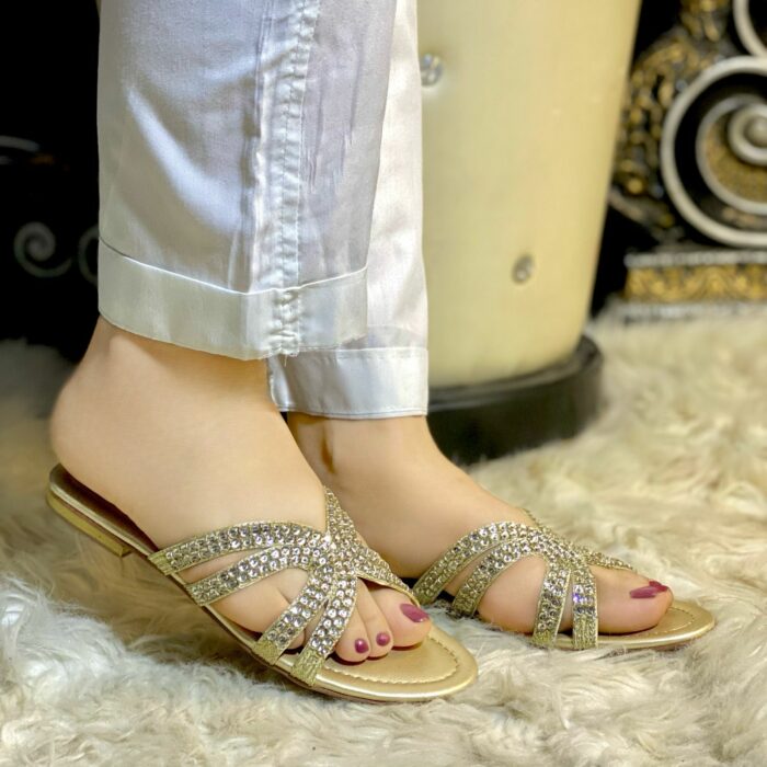 Gold embellished flats by SNF