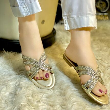 Gold embellished flats by SNF