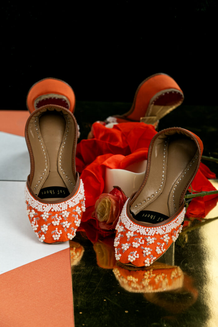 Orange embroidered khussa