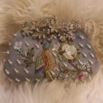 Grey Clutch Beautiful Sparrow Hand Work Embroidery