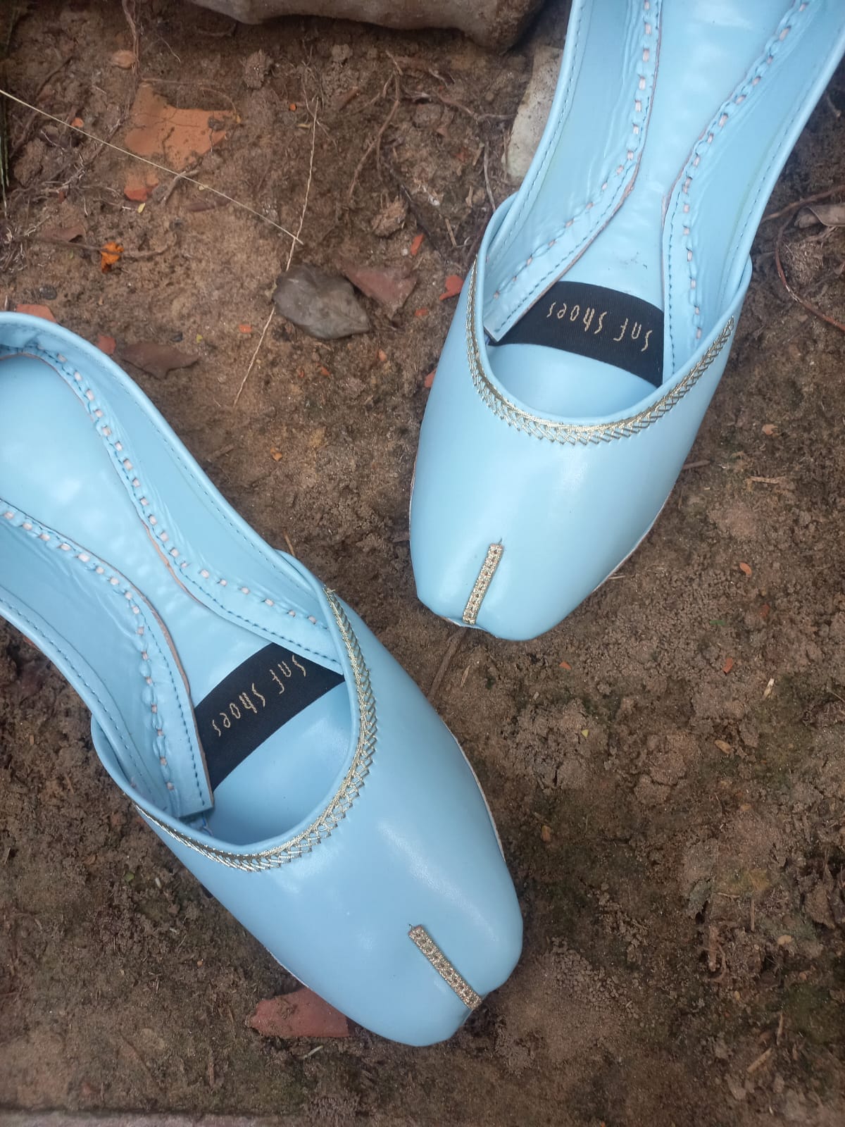 Plain Sky Blue Khussa For Her Plain Sky Blue Khussa For Her