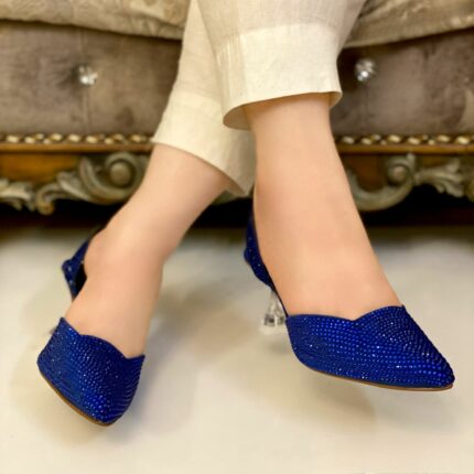 Light Blue Glitter Shiny Heels For Her