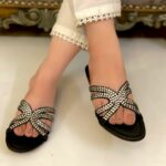 Black Embroidered Flats