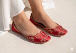 Maroon Khussa with leafy gold embroidery-2407