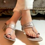 Silver Kolapuri With Block Heel