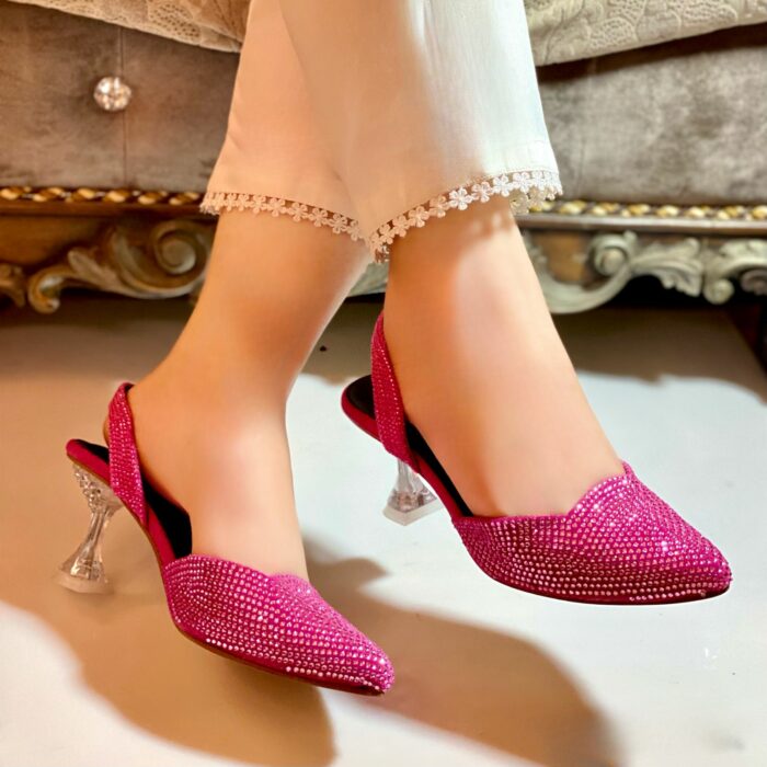 Pink Glitter Shiny Heels For Her