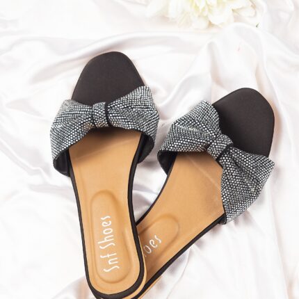 Shimmery Flats In Black And Silver