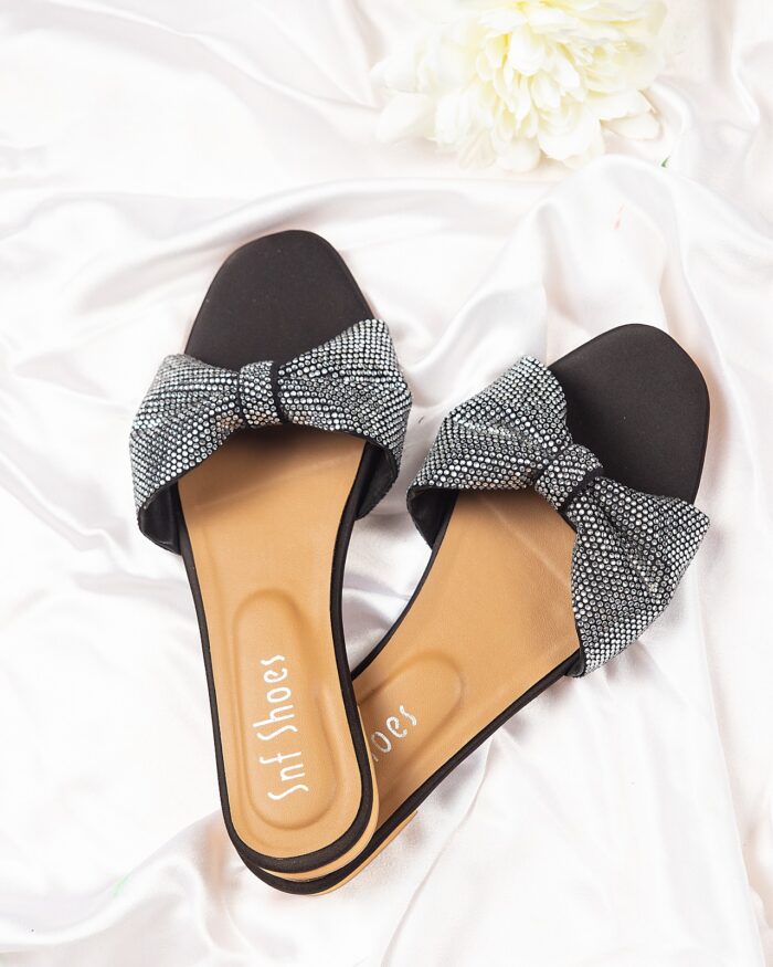 Shimmery Flats In Black And Silver