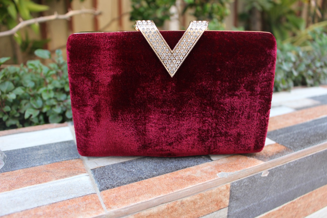 Maroon Valvet Clutch For Her Maroon Valvet Clutch For Her