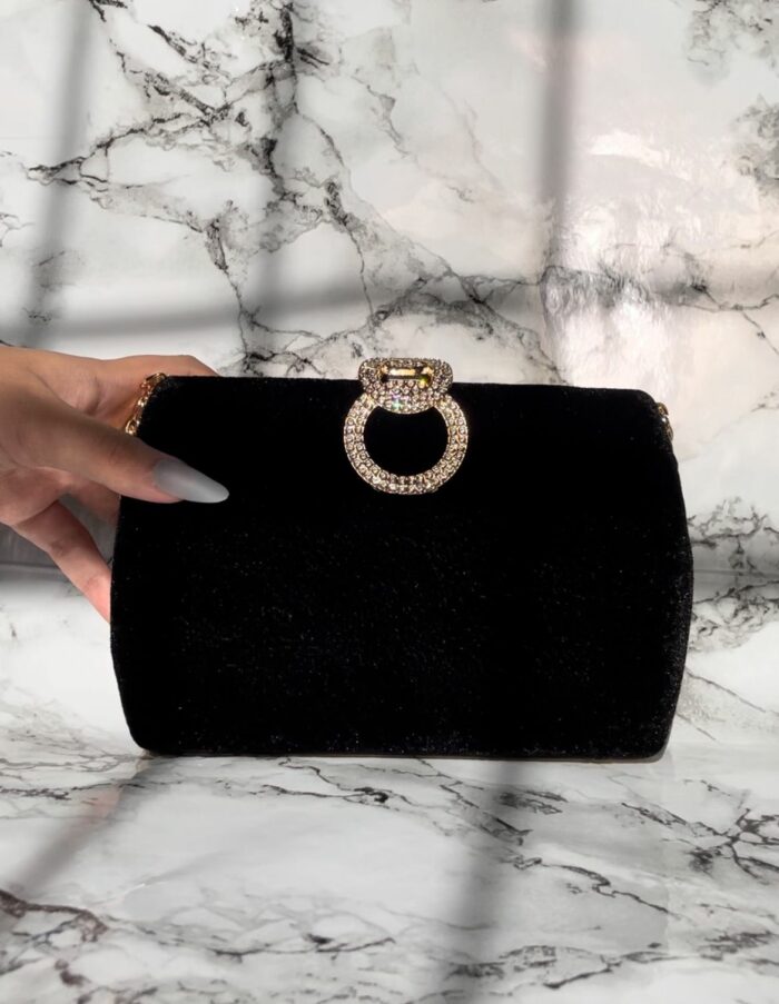 Black Valvet Clutch For Her