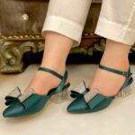 green bow sandals for her