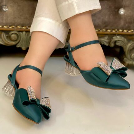 green bow sandals for her