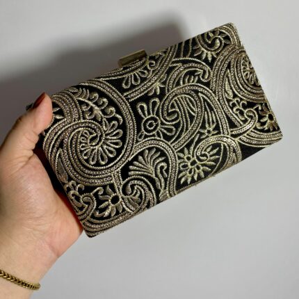 Black Clutch With Golden Work