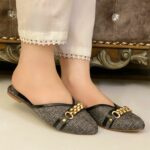 Black Mules With Golden Buckle