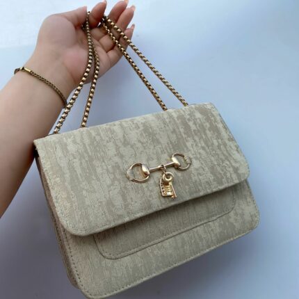 Chain Cross Body Bag In Off White