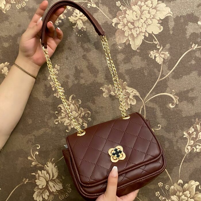 Chain Cross Body Bag In Maroon