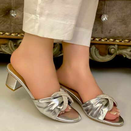 silver heels for her