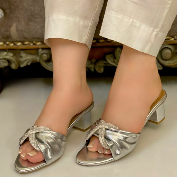 silver heels for her