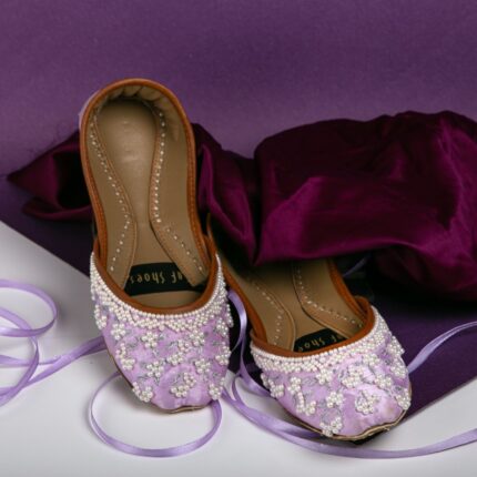 Lilac Khussa With White Pearls