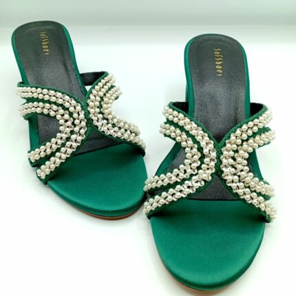 pearls green heel