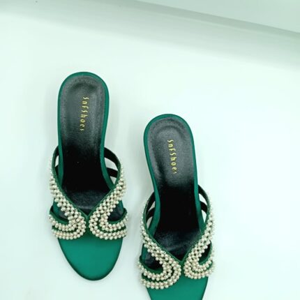 pearls green heel