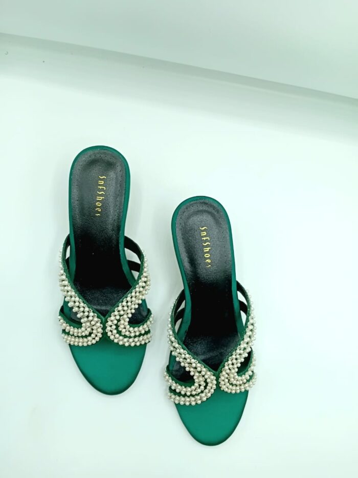 pearls green heel