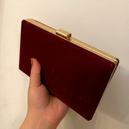 Maroon Plain velvet Clutch For Her-Cl-130