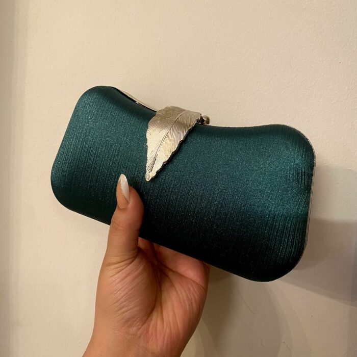 Moonlit Leaf Clutch In Green