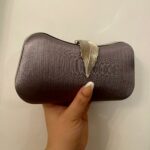 Moonlit Leaf Clutch In grey