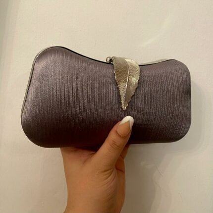 Moonlit Leaf Clutch In grey