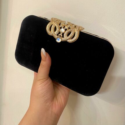 Royal Emblem Clutch In Black-