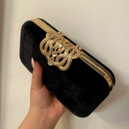 Royal Emblem Clutch In Black-