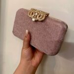 Royal Emblem Clutch In Peach