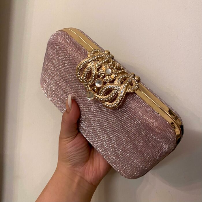 Royal Emblem Clutch In Peach