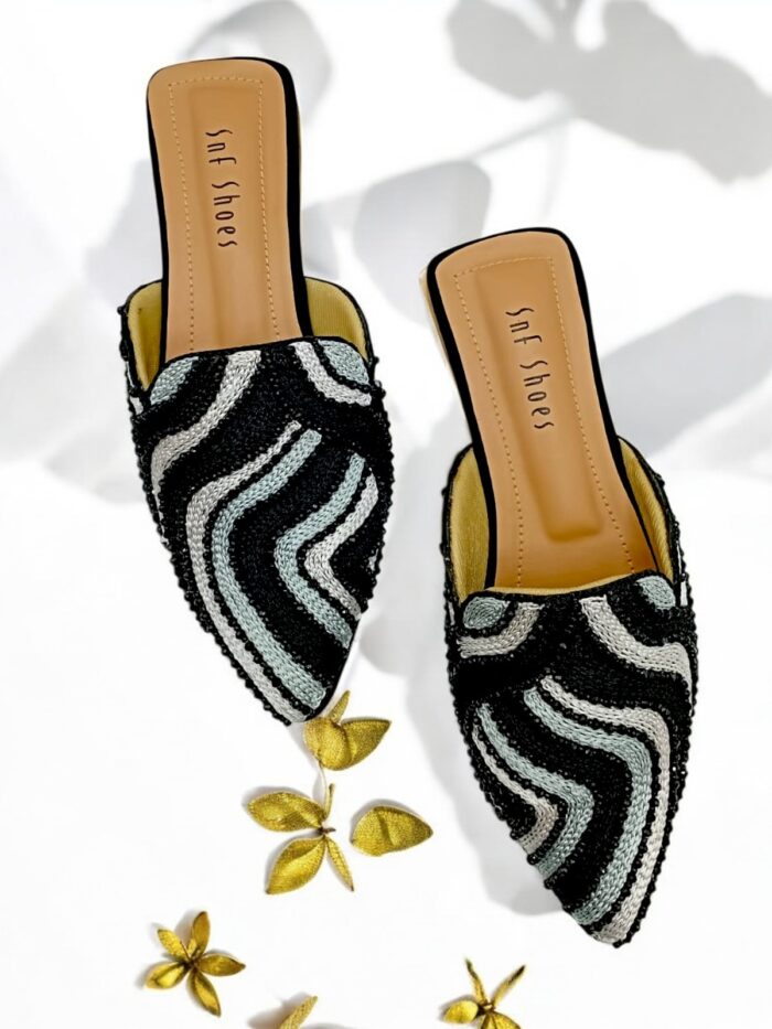 Black Multi Mules For Her-3400