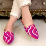 Pink White Mules For Her-3400