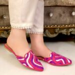 Pink White Mules For Her-3400