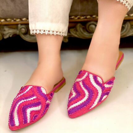 Pink White Mules For Her