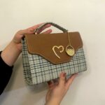 Checkered Sea Green Flap Bag For Her