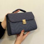 Blue Quilted Satchel HandBag In Blue