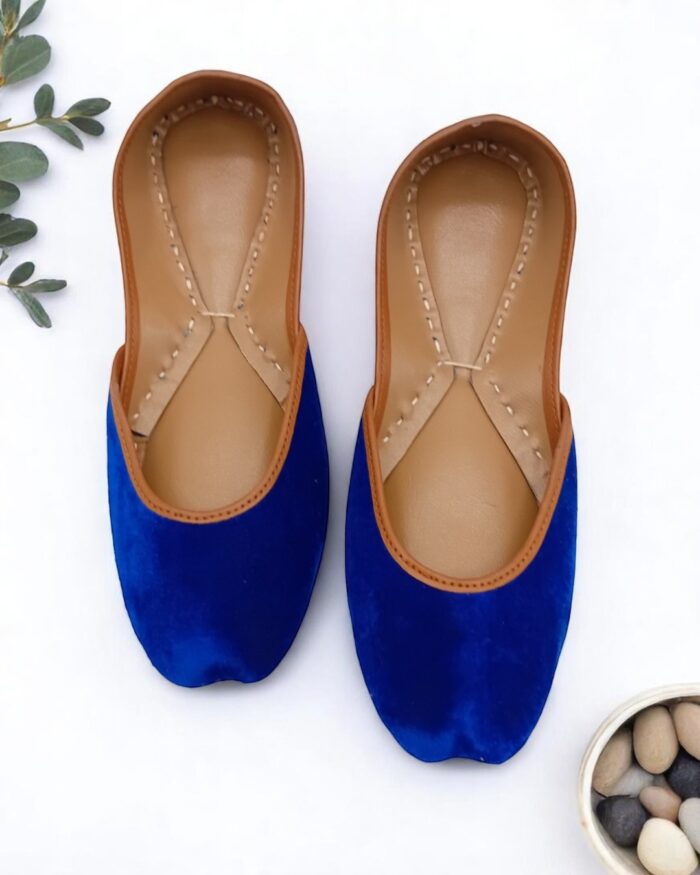 Casual Blue Velvet Khussa for Casual use