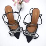 black bow heels for her