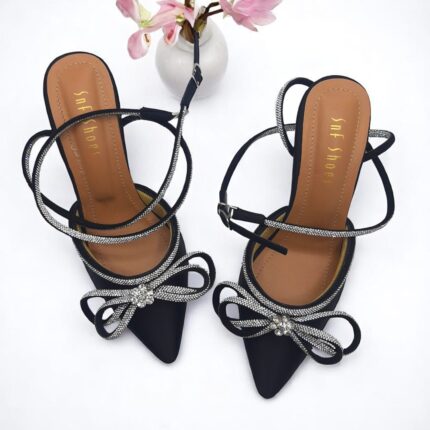 black bow heels for her